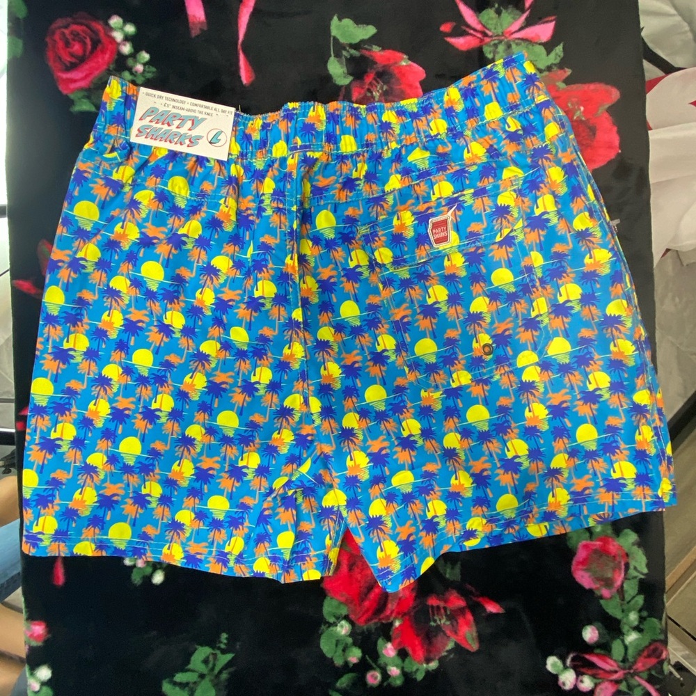 Men's Party Sharks Swim Shorts - Quick Dry - Micro Fiber - Blue